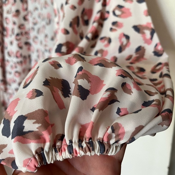 Kimono Elegant Beautiful HoneyMe Leopard Pink Brown Cream Kimono, Women’s Sz L - Picture 6 of 10